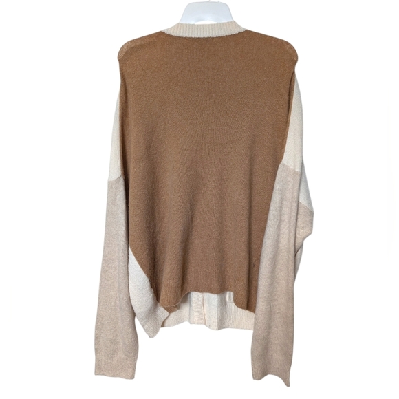 Madewell Short Kent Ex Boyfriend Heather Timber Cream and Tan Cardigan Sweater - Picture 3 of 14